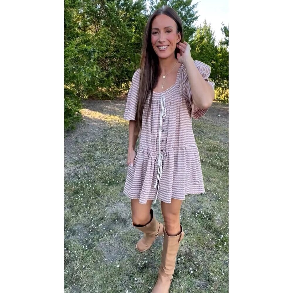 FREE PEOPLE County Line Plaid Romper in Pink Combo Size Small NWT